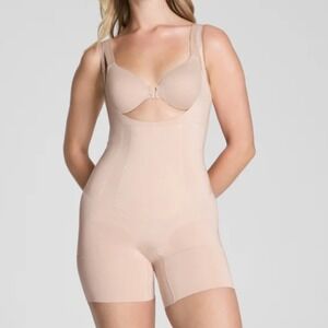 Spanx OnCore Open-Bust Mid-Thigh Bodysuit Nude Sculpt Shapewear Size 2X NWT